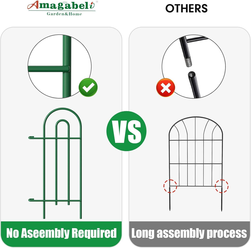 AMAGABELI 14 Panels 32in(H)×20ft(L) Decorative Garden Fence No Dig Rustproof ...
