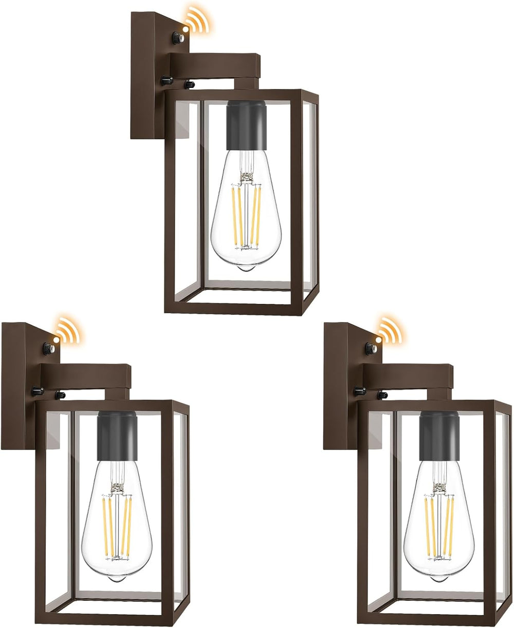 FOLKSMATE 3 Pack Dusk to Dawn Outdoor Wall Sconce, Dark Chocolate