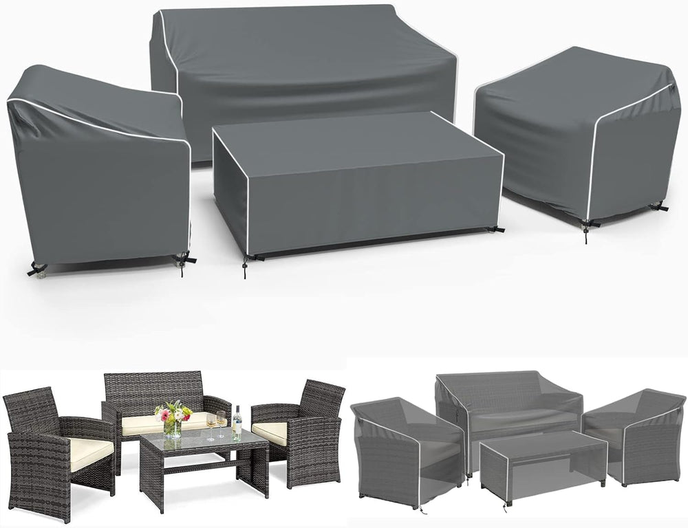 Gasadar Patio Furniture Covers 4-Piece Set, Grey