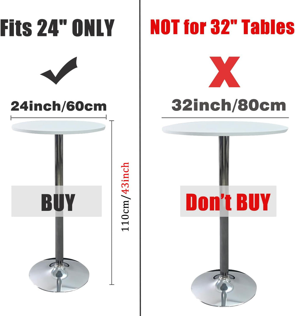 4 Pack 24"x43" White Spandex Cocktail Table Skirt, Fits 24" Ro...