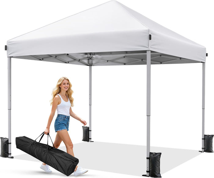 Driftalia 10x10 Pop Up Canopy Tent One-Push Center Lock, Portable Shelter