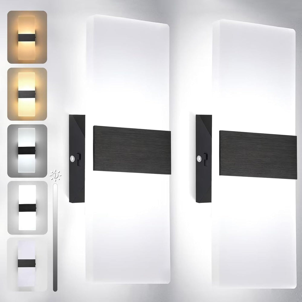 TRLIFE Dimmable LED Wall Sconces, 4 Color Temperature Modern Wall Sconce 12W ...