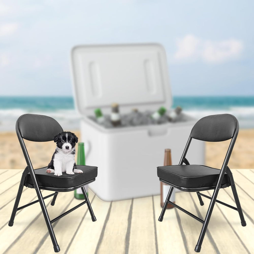 Mini Padded Folding Chair - Black 2 Pack Camping Stool