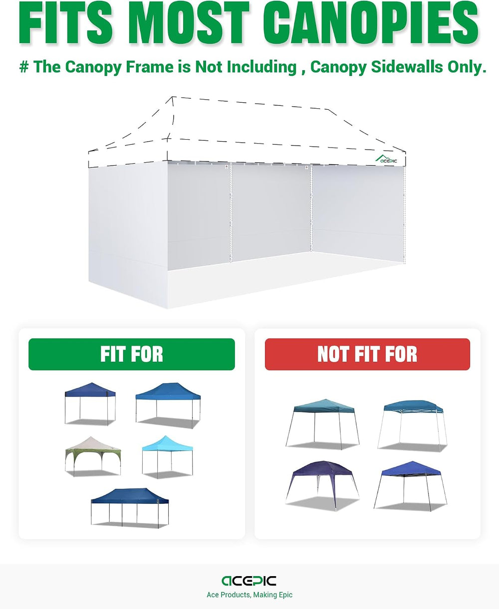 ACEPIC 10x20ft Canopy Sidewalls Only, Black (4PCS, Frame Not Included)