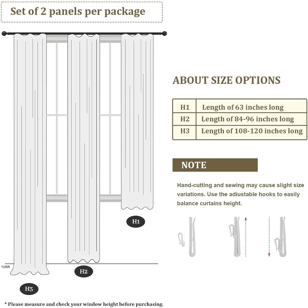 Extra Wide Natural Pinch Pleated Curtains 90 Inches Long 2 Panels Set, Light ...