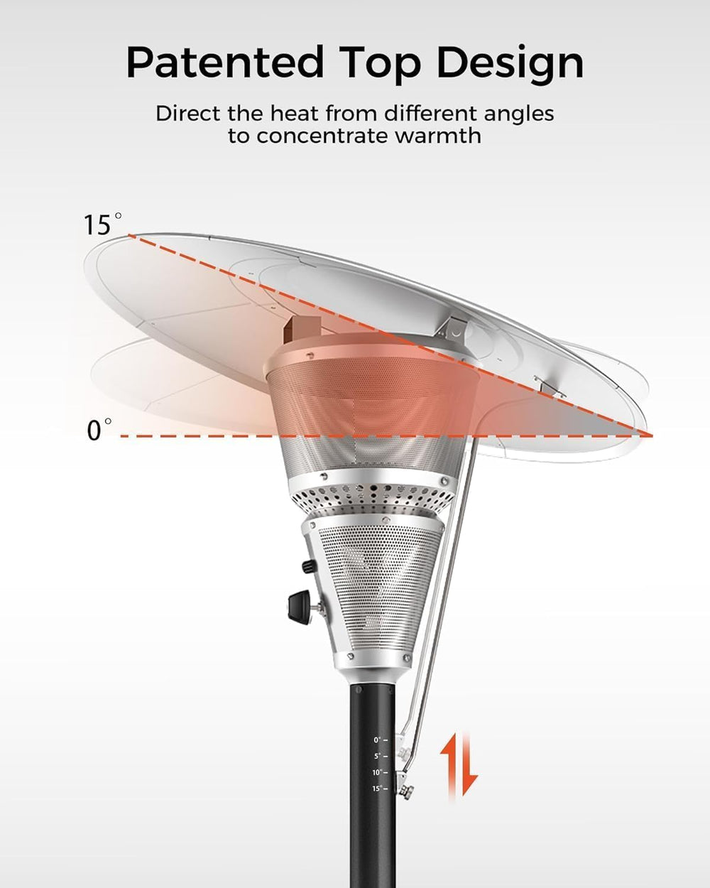 50,000 BTU Patio Heater for Outdoor Use With Adjustable Heat Focusing Top, Po...