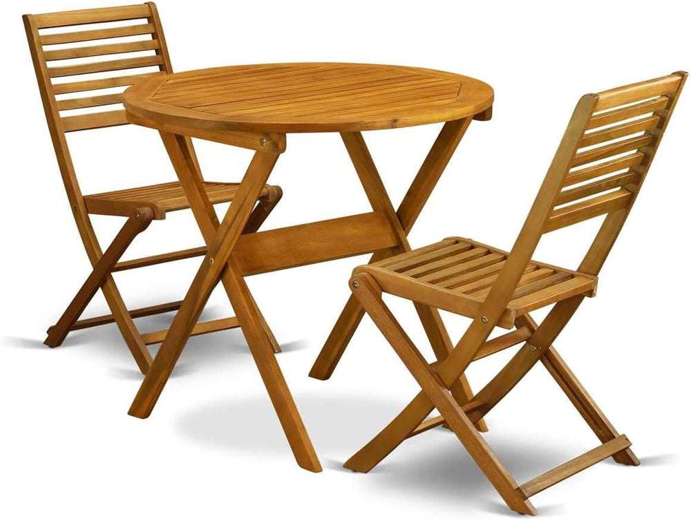 East West Furniture MNBS3CWNA 3 Piece Outdoor Conversation Bistro Set Contain...
