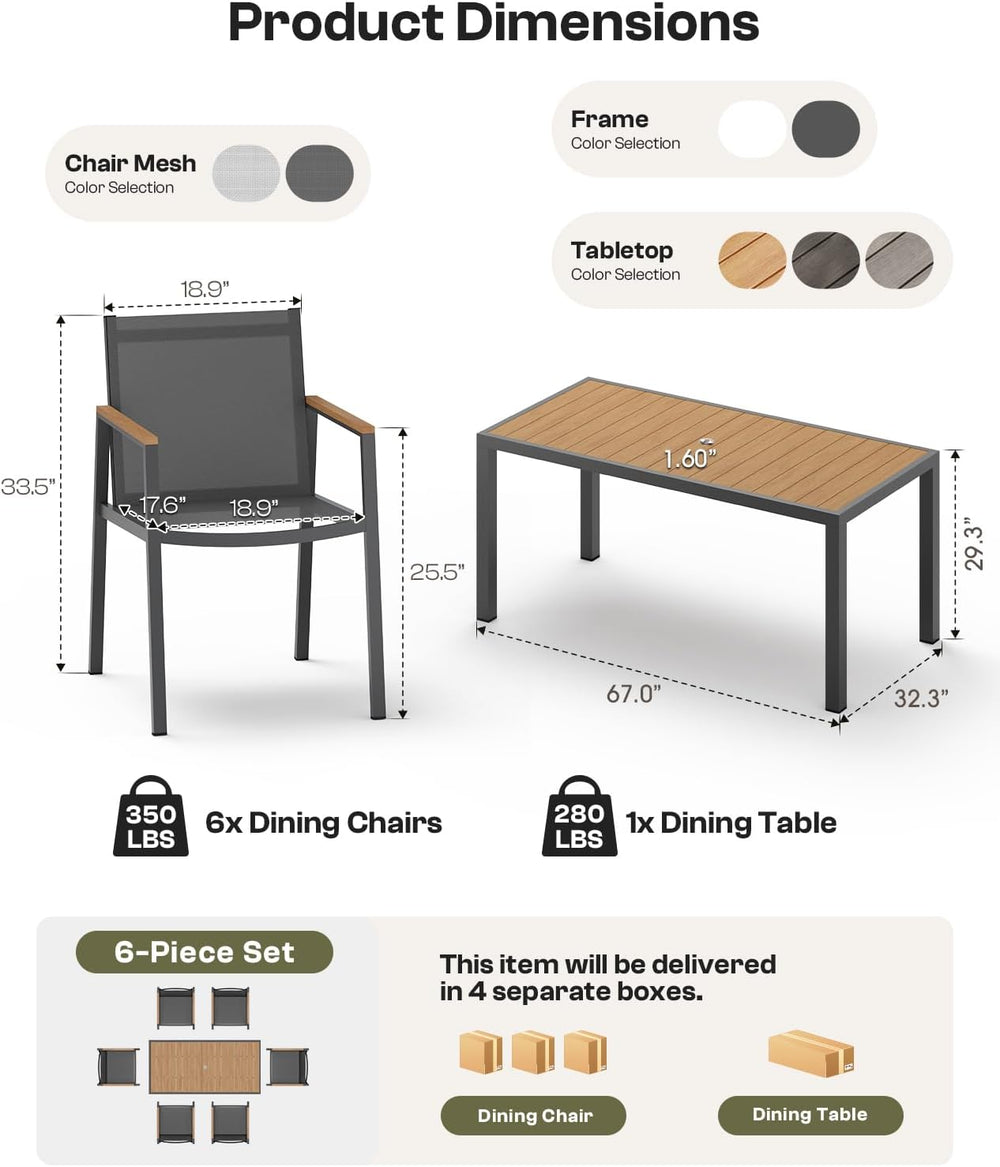Outdoor Dining Set for 8, Aluminum Patio Table and Chairs Set, 10-Piece All W...