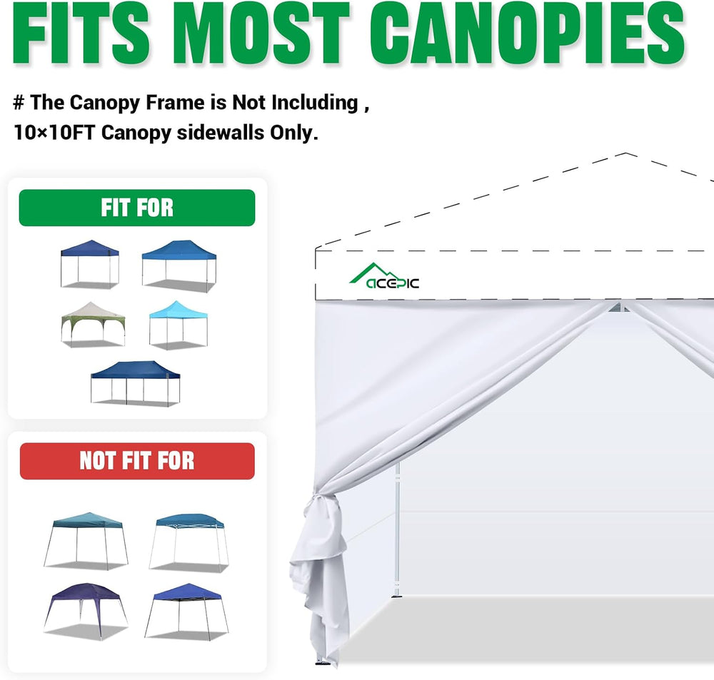 ACEPIC 10x10ft Sidewalls with Door for Canopy, Black(4PCS Sidewalls Only)