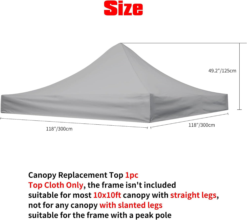 Canopy Replacement Top, 10x10ft Pop Up Canopy for Outdoor Garden Patio Pavili...