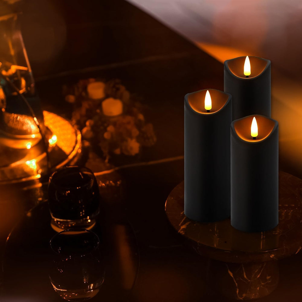 24 Pack Black Halloween Decoration Flickering Flameless Candles(D2.2 xH 5&quo...