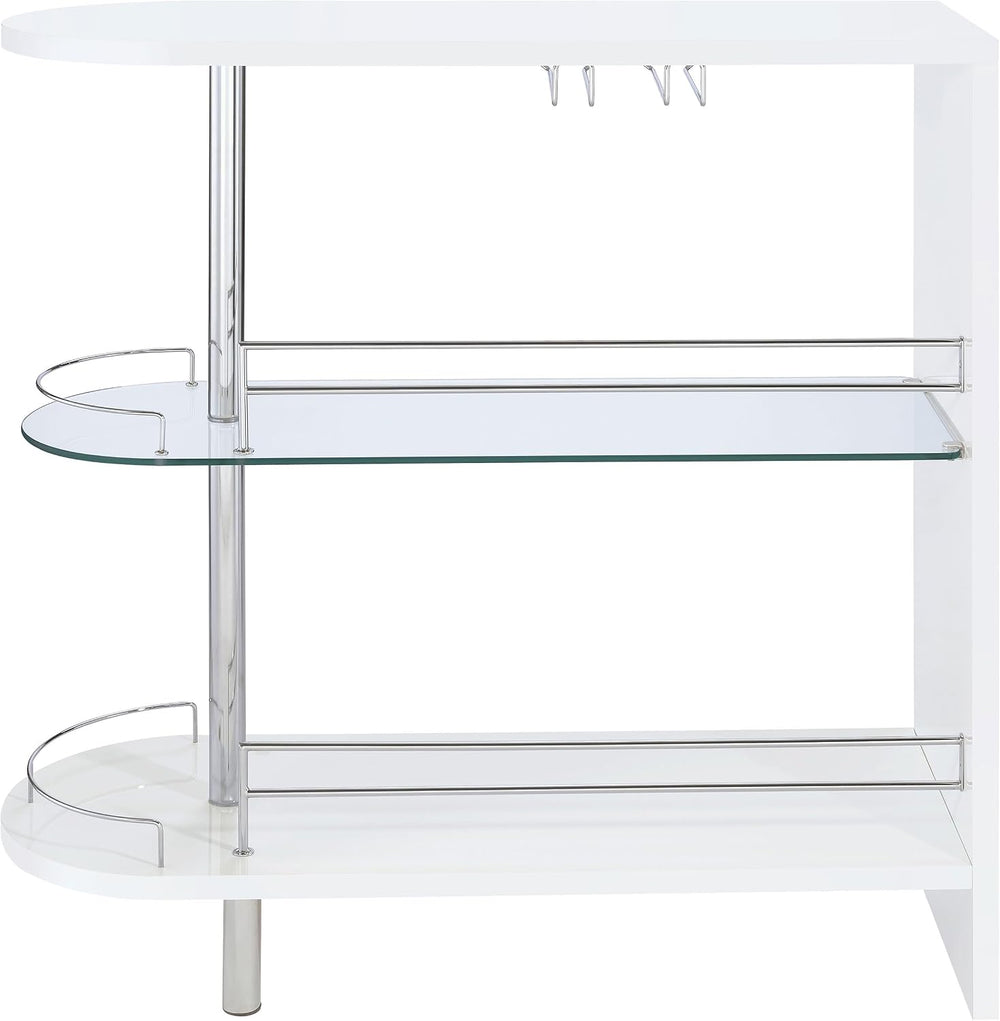 COASTER 2-holder Bar Table, Glossy White/Clear
