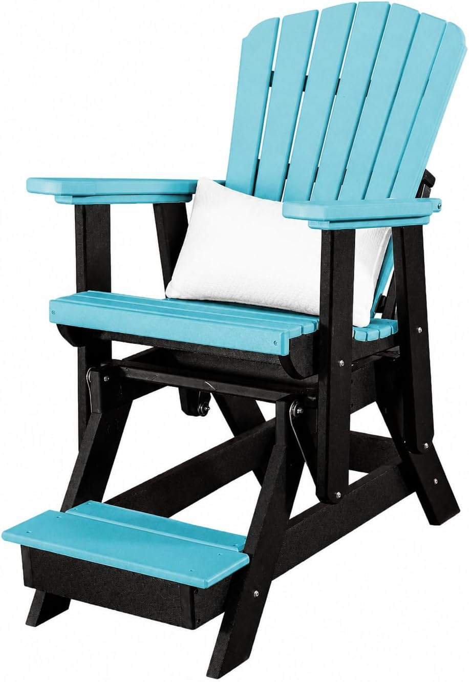 DutchCrafters Slat Fan Back Poly Balcony Adirondack Glider with Footrest Outd...
