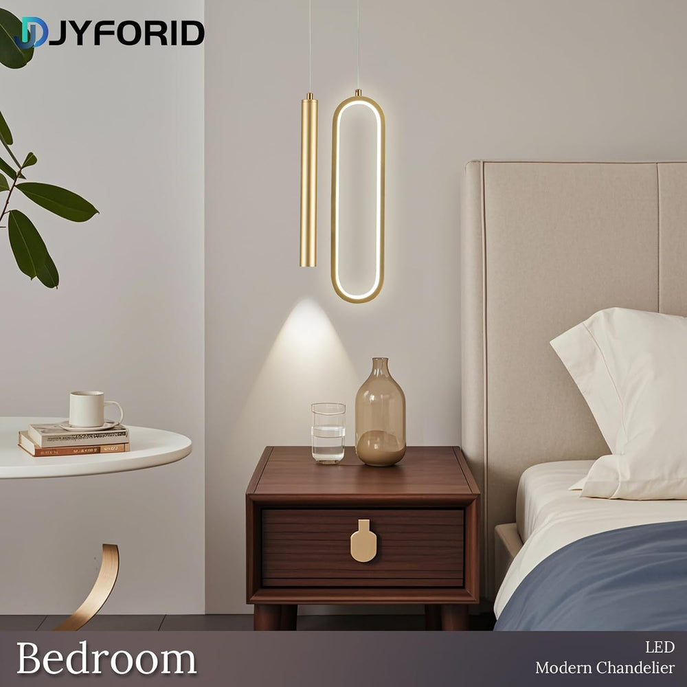 Gold Modern Mini LED Pendant Light with Remote Control, 24W 3-Color Temp Step...