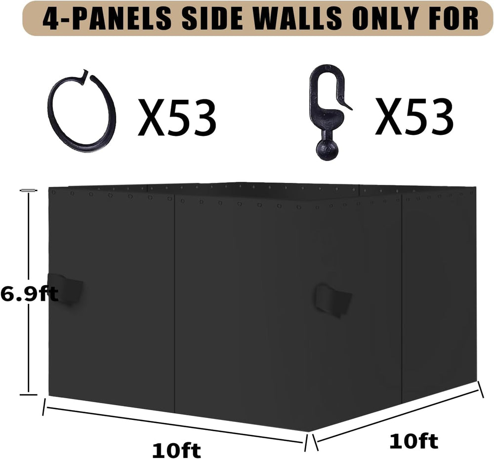 Gazebo Curtain Replacement Universal Privacy Curtain 10'X10'-4Panel-B...