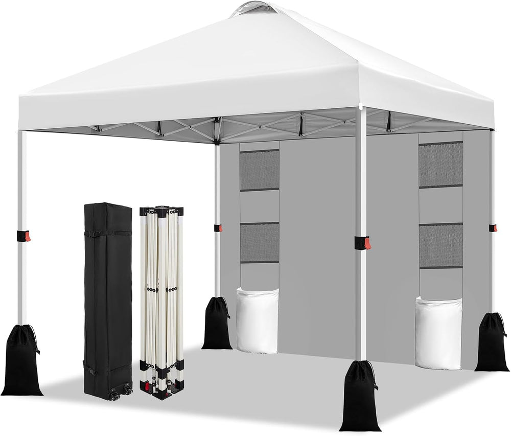 WEIZE 10x10 Pop Up Canopy Tent, 1-Button Push Setup Canopy Tent with 1 Sidewa...