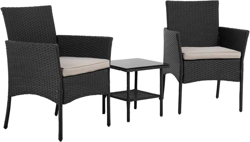 FDW Patio Furniture Sets,3 Pieces Outdoor Wicker Bistro Set Rattan Chair Conv...