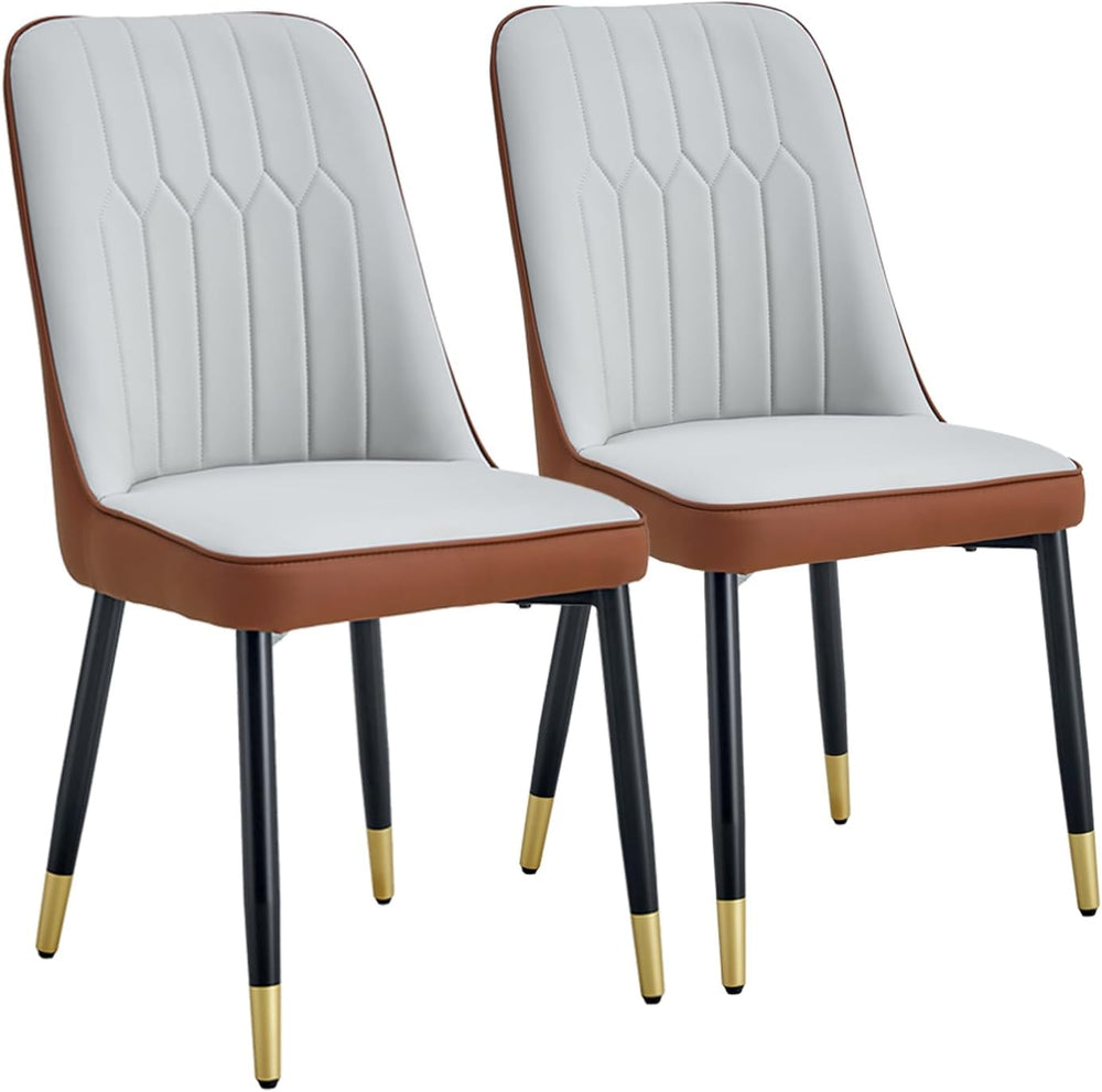 Ebullient Modern Dining Chairs Set of 2, Armless PU Leather Upholstered Seat ...