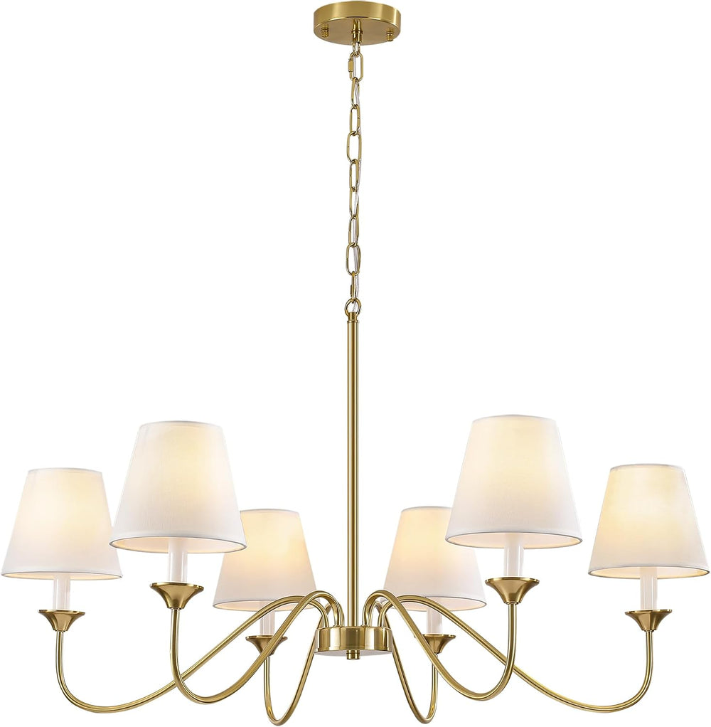6 Lights Modern Brass Gold Chandeliers for Dining Room, Farmhouse Chandelier ...