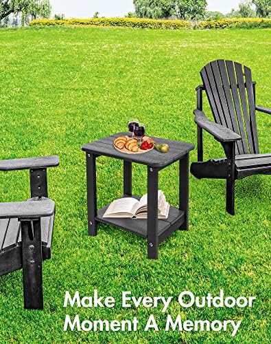 Tikea, Black Adirondack Outdoor Side Table, 16.7'' x 12.6'' x...