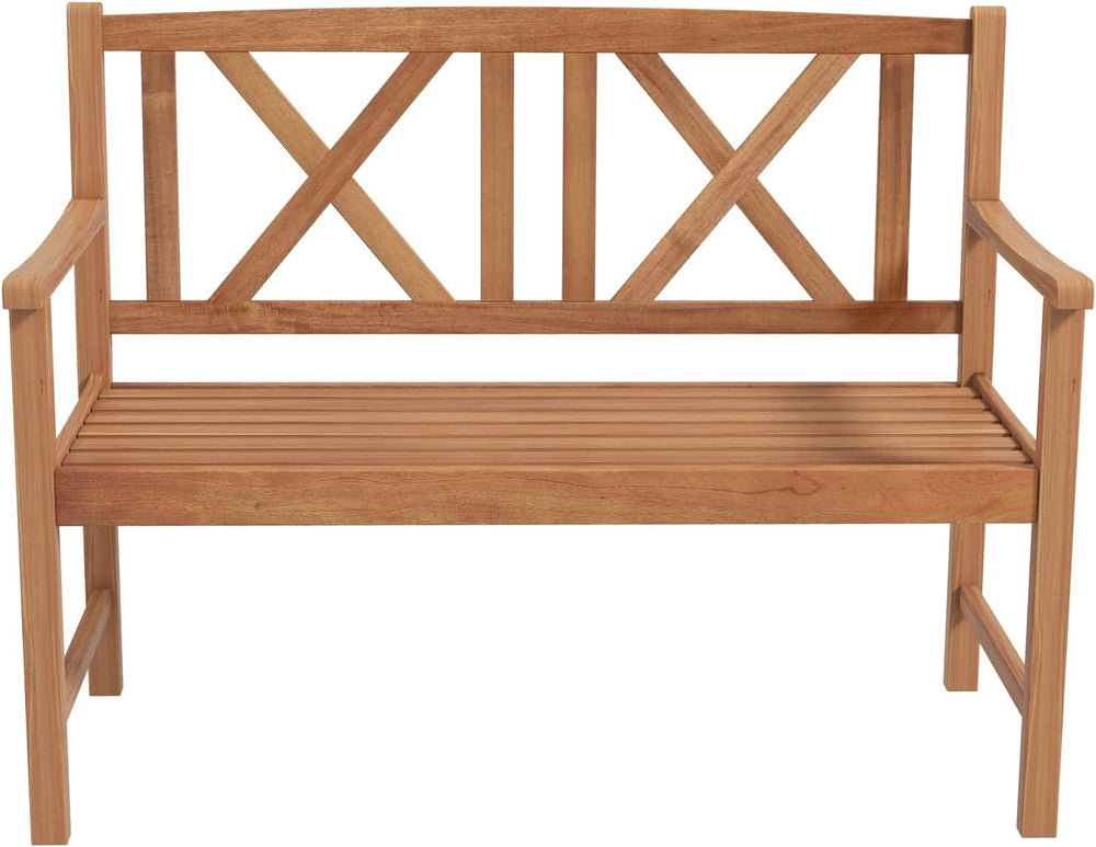 Giantex Patio Garden Bench Loveseat - 2-Person Acacia Wood Bench with Armrest...