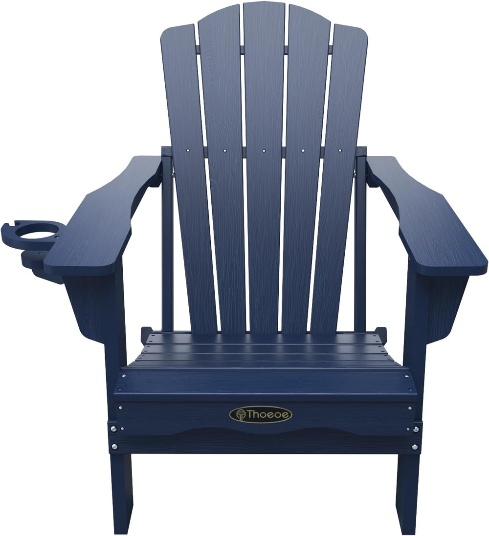 THOEOE Folding Adirondack Chair Set of 2, HDPE All-Weather Outdoor Chair
