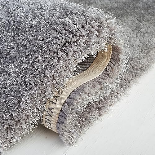 SAFAVIEH Luxe Shag Collection Area Rug - 9' x 12', Grey, Handmade Gla...