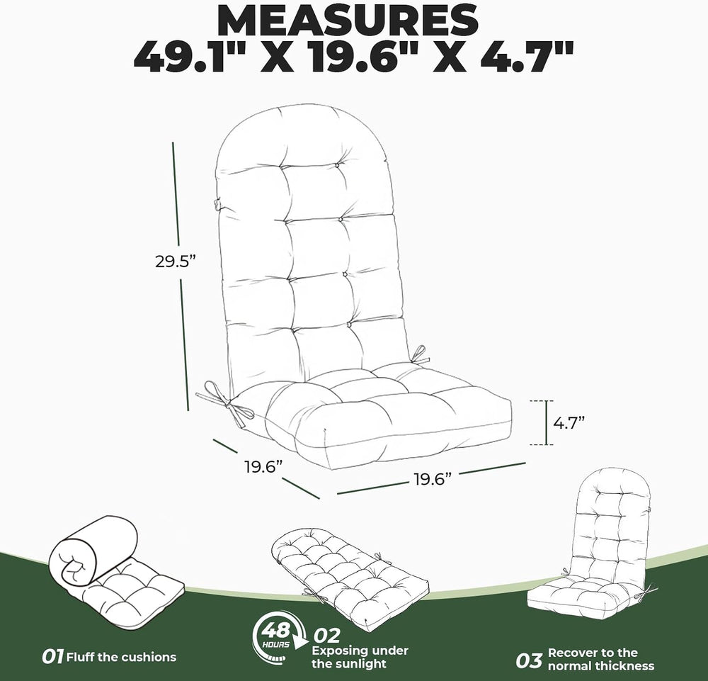 DANGHOOGY Adirondack Chair Cushion, 49x20x4 Outdoor Chair Cushions, Green