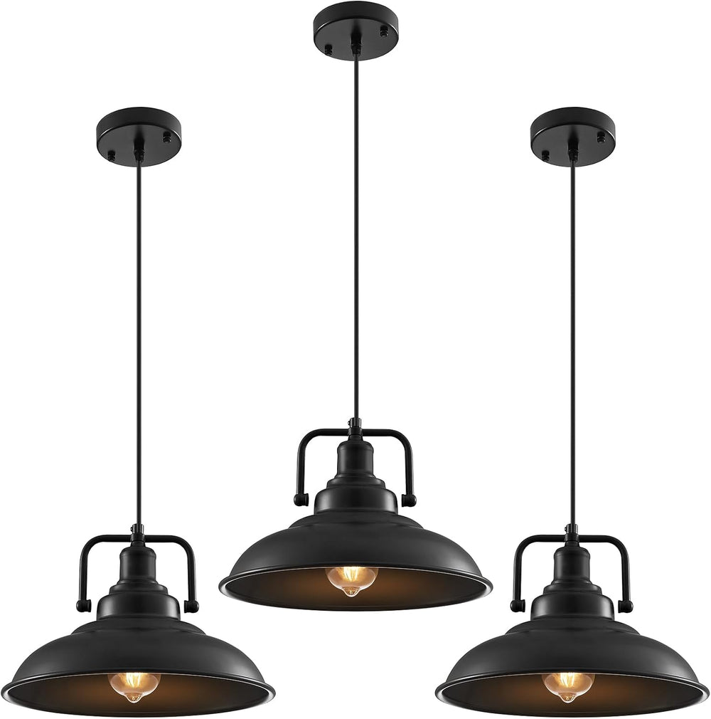 Black Pendant Light 12.5 inches 3 Packs, Farmhouse Pendant Light, Industrial ...
