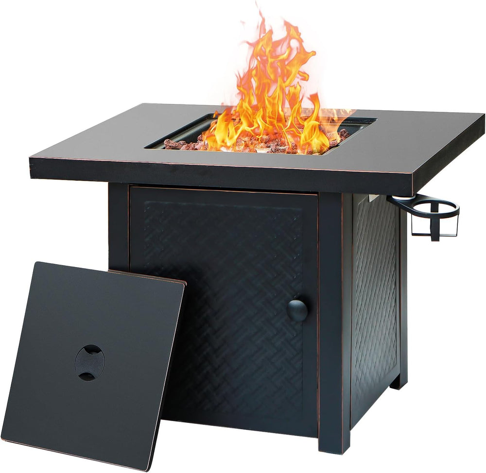 Verdeluxe 32'' Propane Fire Pit with 2 Drink Holders 50000 BTU
