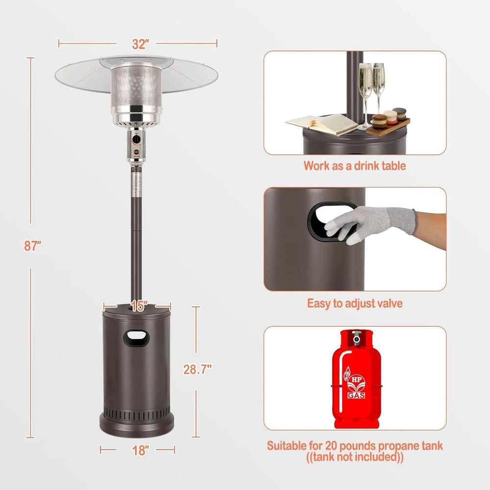 Hykolity 50,000 BTU Patio Heater with Sand Box, Table Design, Double-Layer St...