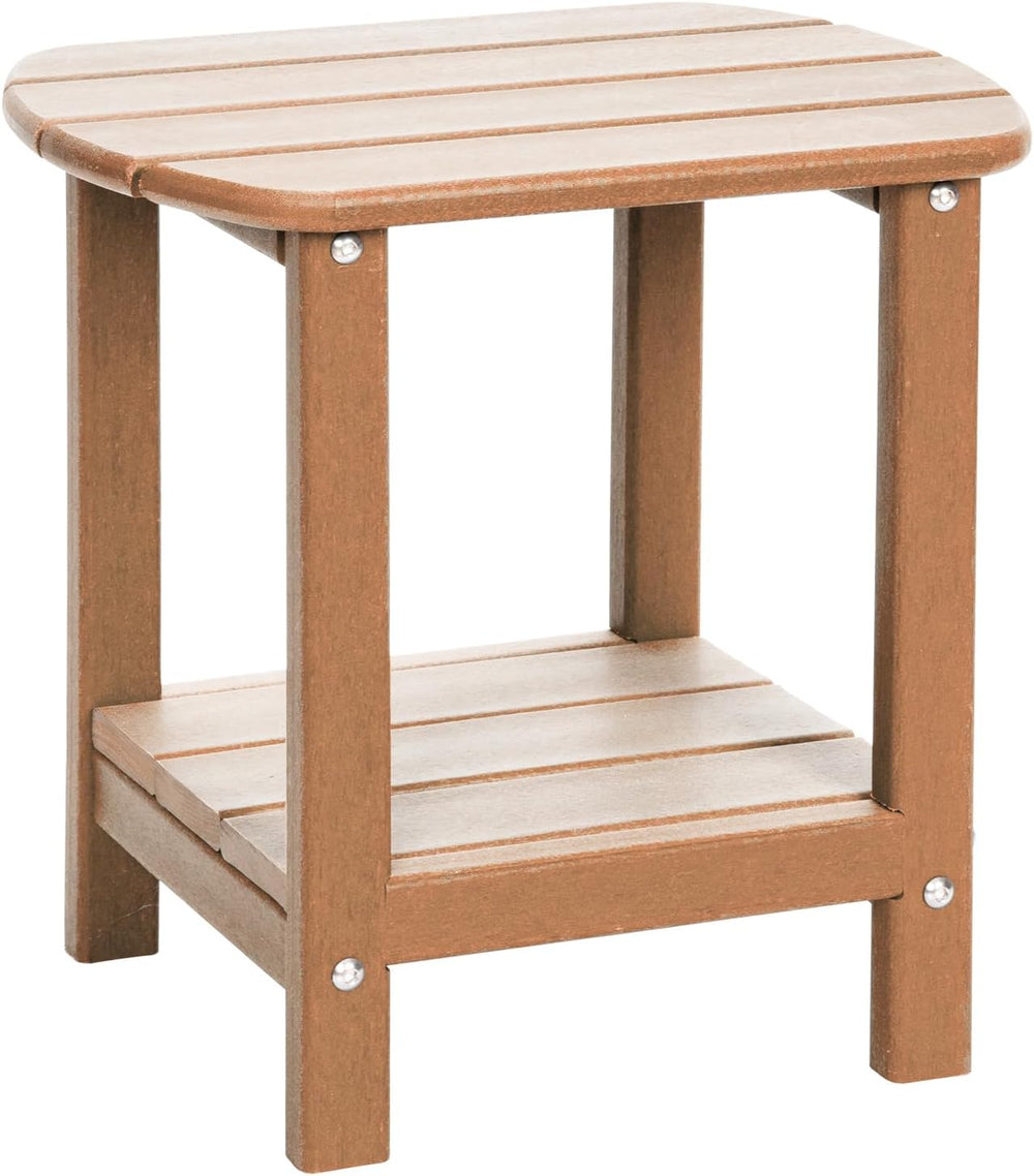 Adirondack Outdoor Side Table, 16.5” HDPE Small Patio Table with Storage Shel...