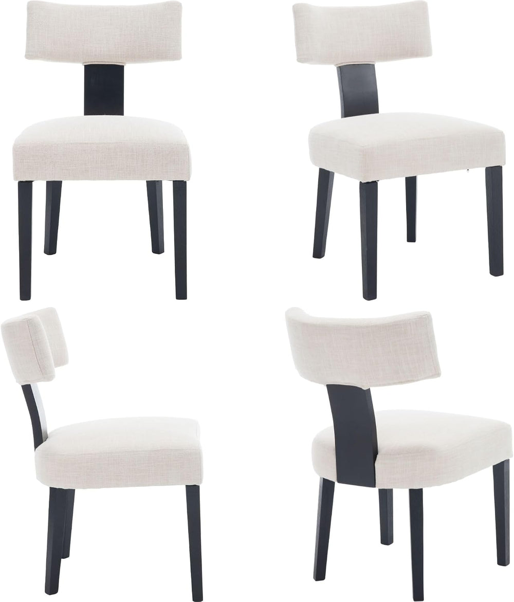RIVOVA Mid Century Modern Dining Chairs Set of 6 Farmhouse Linen Fabric Uphol...