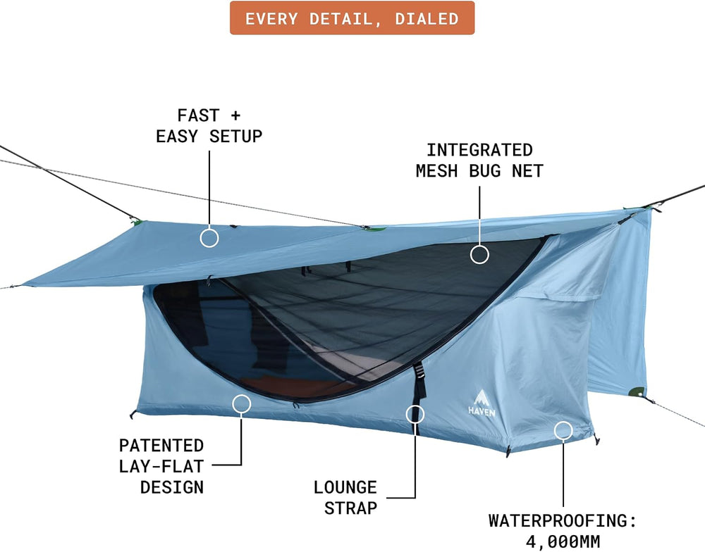 Haven Tents Lay Flat Hammock Tent - Waterproof Camping Hammock with Mosquito ...