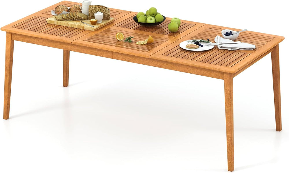 HAPPYGRILL Outdoor Acacia Wood Dining Table for 8 People, 79” x 35” Rectangul...