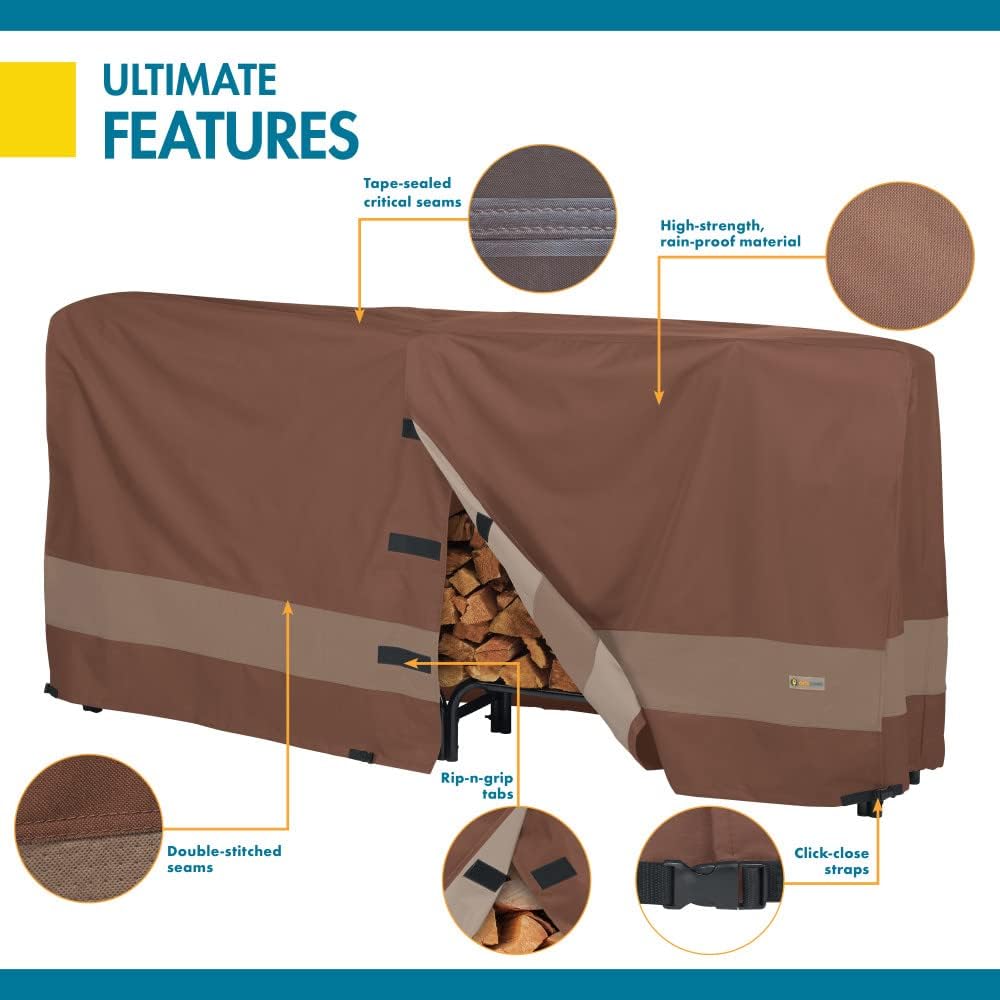 DUCKCOVERS Ultimate Waterproof 98 Inch Log Rack Cover, Outdoor Patio Cover