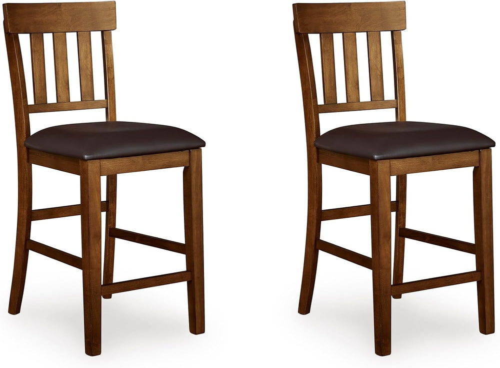 Signature Design by Ashley Counter Height Bar Stool, Set of 2, Slat Back