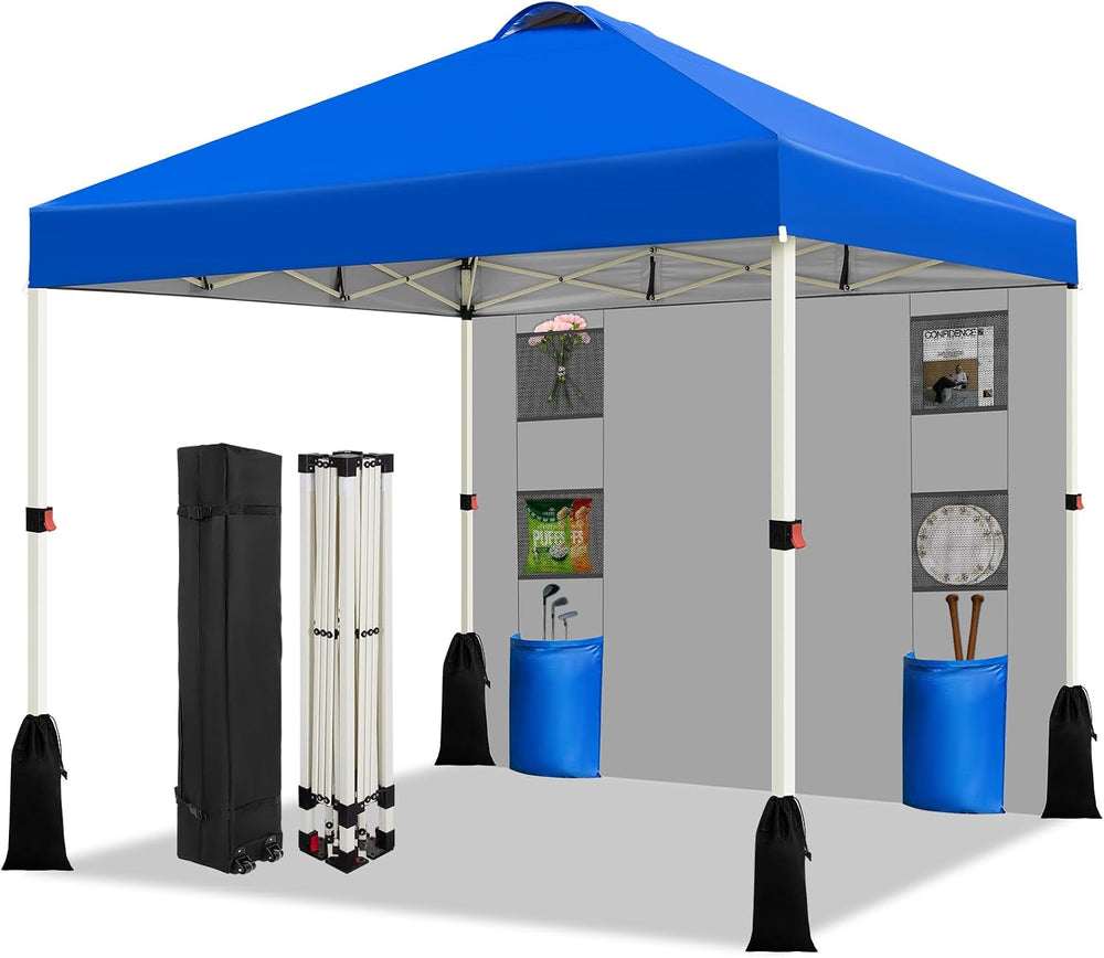 WEIZE 10x10 Pop Up Canopy Tent, 1-Button Push Setup Canopy Tent with 1 Sidewa...