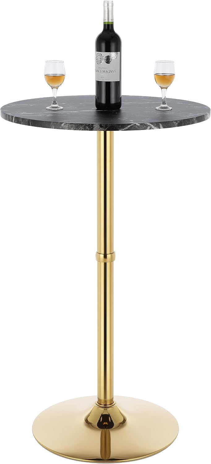 Finnhomy 24" Round Cocktail Bar Table with Metal Base, Tall Bistro Pub T...