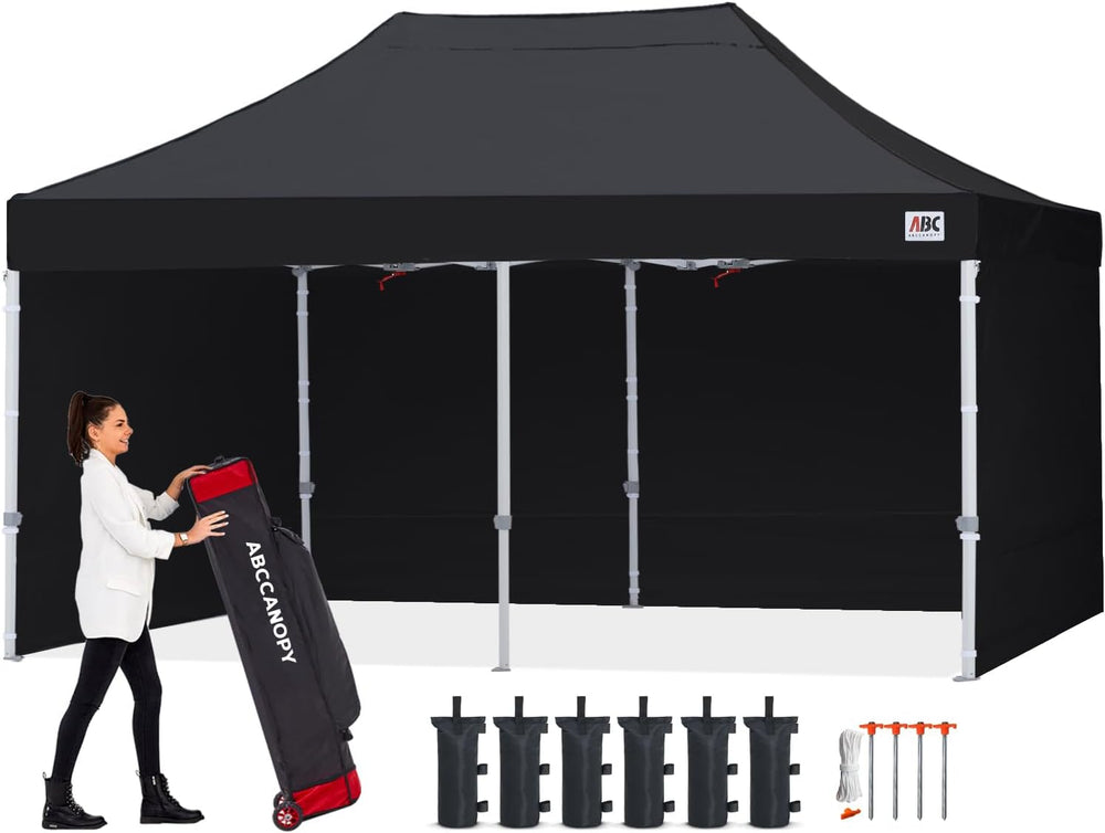ABCCANOPY Commercial Pop Up Canopy Tent with Sidewalls 10X20,Black