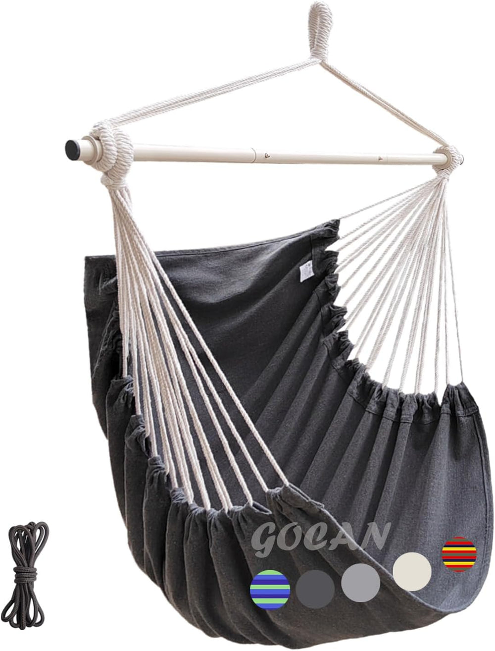 Large Hammock Swing Chair, 39.4 x 53.1in with Metal Spread(Dark Grey)