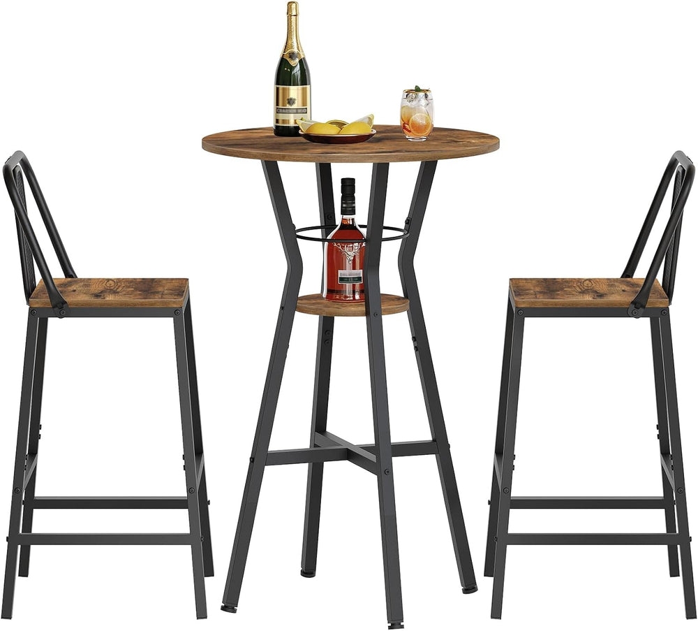 YATINEY Bar Table, 2-Tier Round High Top Table, Pub Table, Home Bar Counter H...
