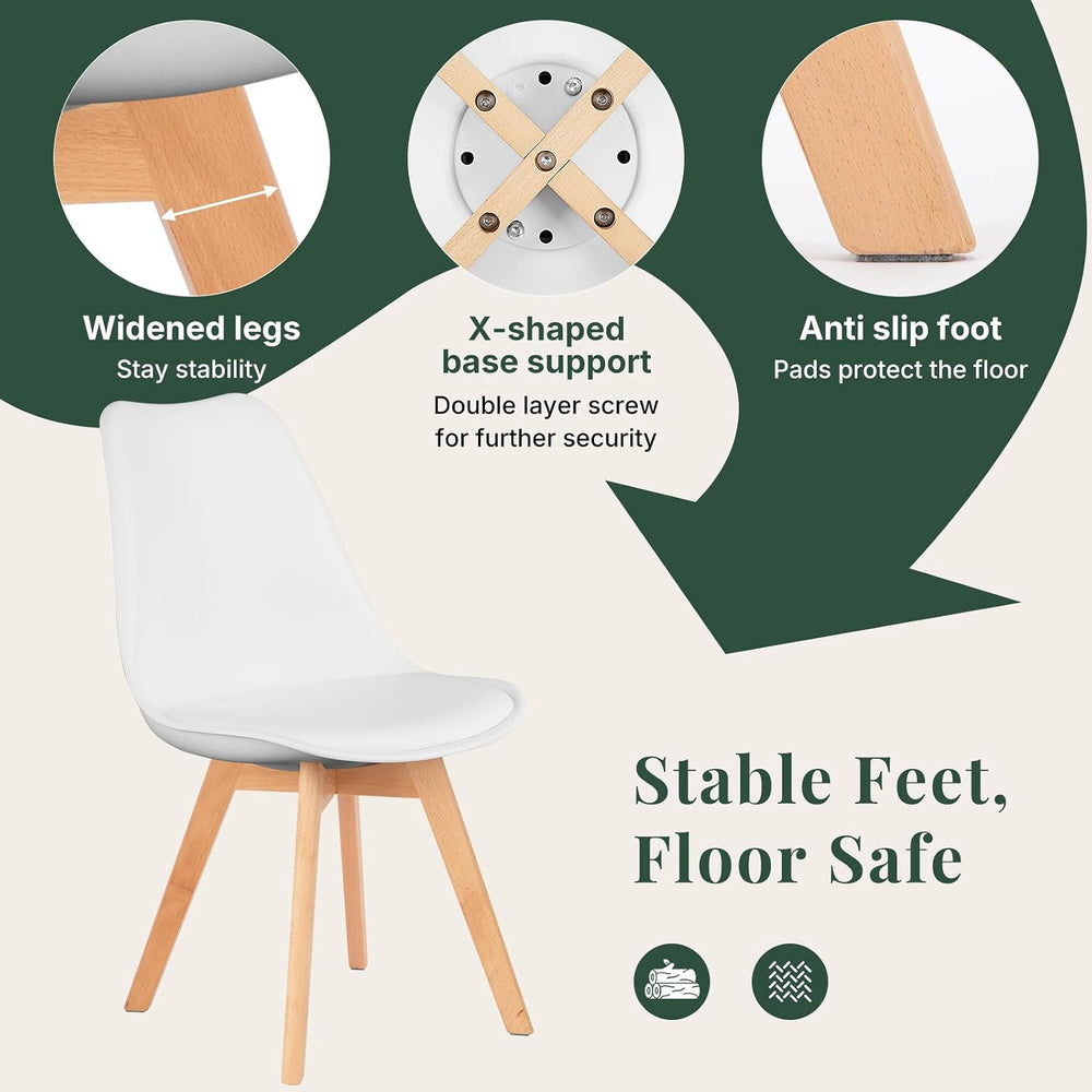 Dining Chairs Set of 8, PU Leather Padded Seat for Living Room
