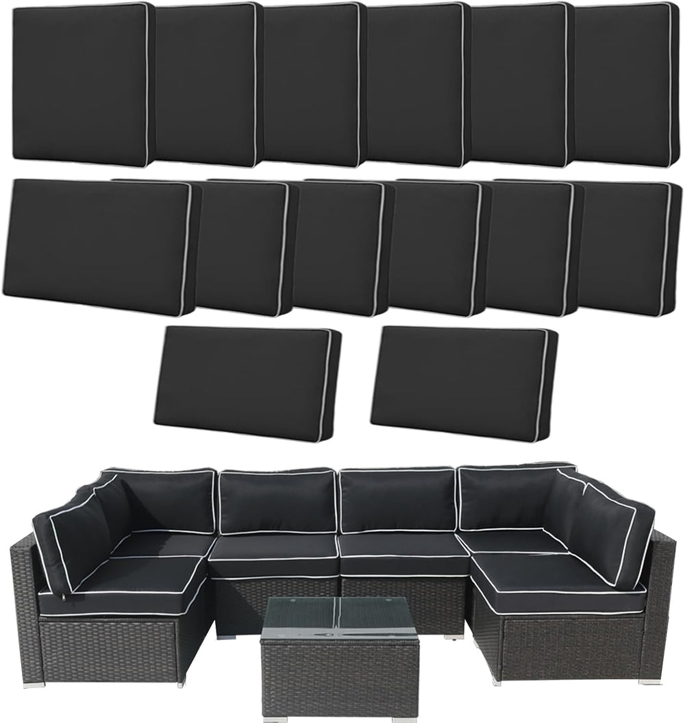 14 Pcs Patio Cushion Covers Replacement Outdoor Couch Cushions Covers Splashp...