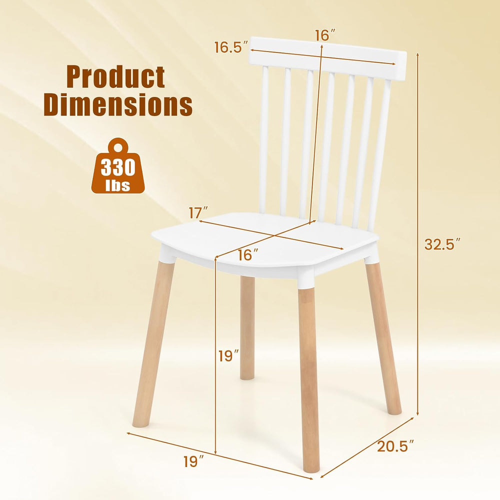 Giantex Set of 4 Windsor Dining Chairs White, Modern Kitchen Chairs w/Spindle...