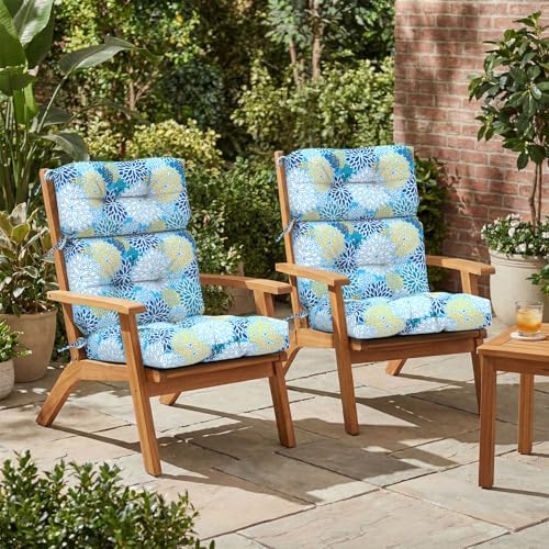 Outdoor High Back Patio Chair Cushions, Tufted Rocking Chair Cushions, Adiron...