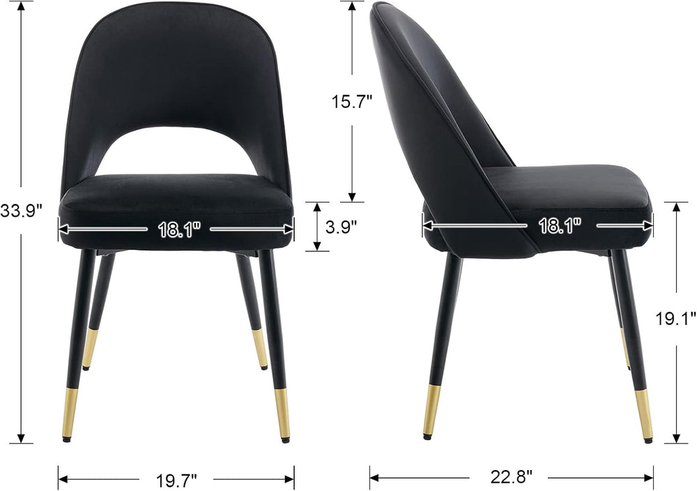 DUOMAY Modern Dining Chair Set of 6 with Open Back, Velvet Upholstered Armles...