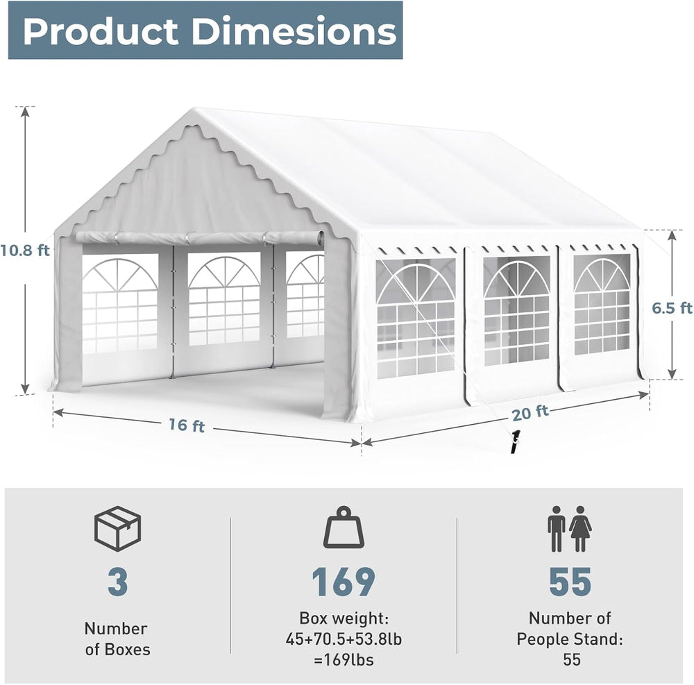 GREEN PARTY 16x20 ft Party Tent Heavy Duty, Outdoor Wedding Commercial Tent