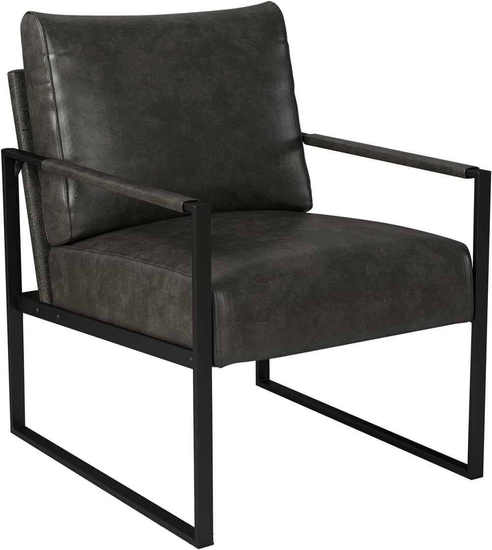 INZOY Leather Accent Chair with Metal Frame, Comfy Living Room Chair with Plu...