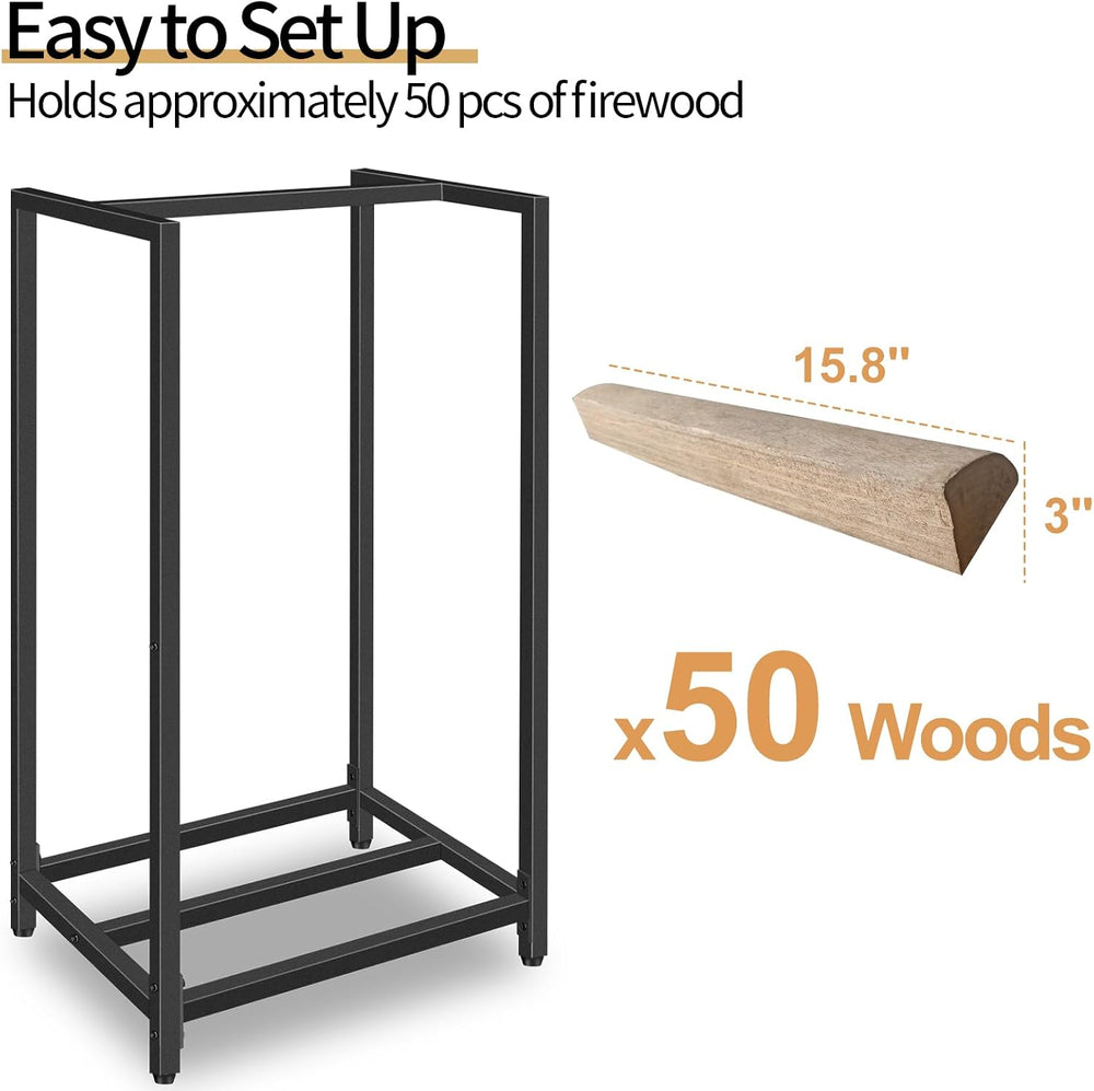 Lilybud--lily Firewood Rack Indoor Outdoor, 30” Tall Firewood Holder Metal Sm...